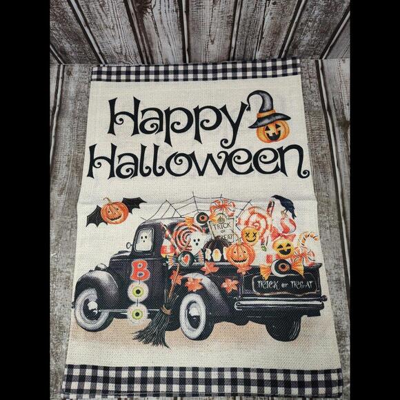 Other - Happy Halloween Trick Or Treat Pickup Truck Garden Flag 12 x 18 New Double Sided